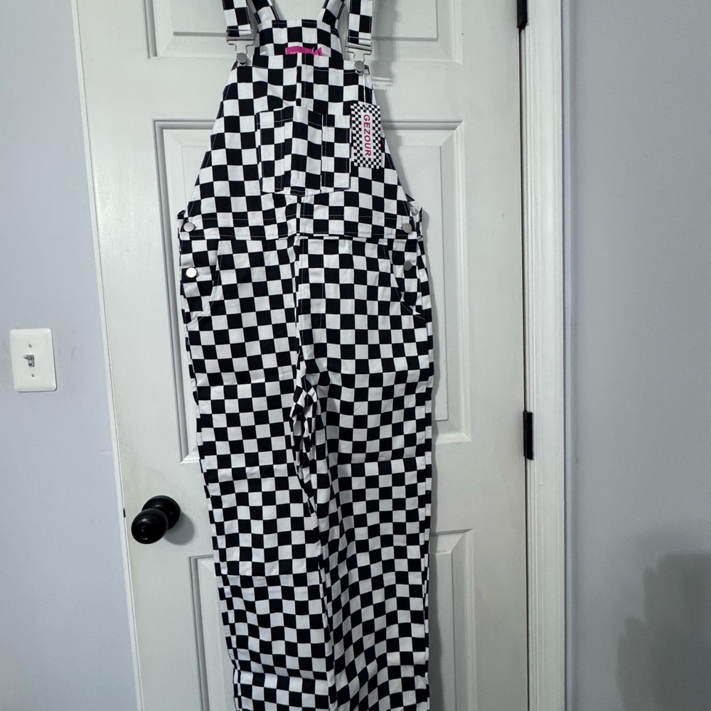 Black and White Checkered Overalls